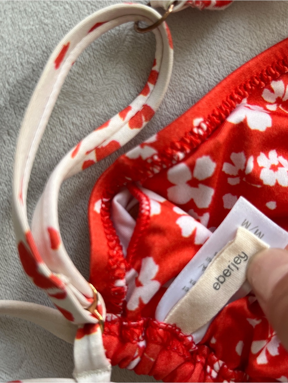 Eberjey Red Floral Ruffle Bikini Top - Medium - Picture 3 of 4
